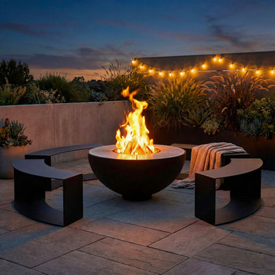 Sitzbank geschlossen rund, Edelstahl Schwarz